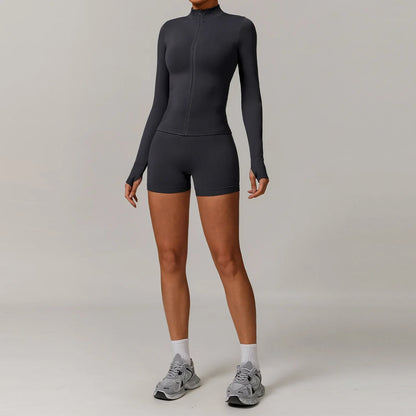 Conjunto Feminino de Treino 2 ou 3 Peças em Poliéster e Elastano – Eva