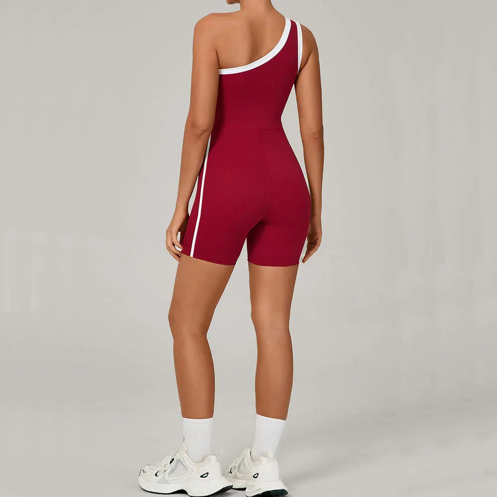 Macaquinho Feminino Academia Ombro Único em Poliéster – Flávia