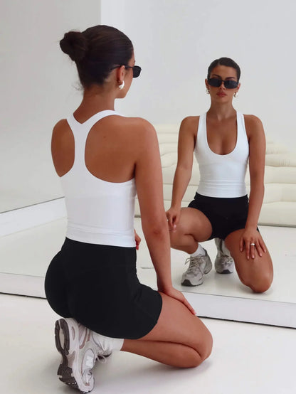 Cropped Feminino de Treino Costas Nadador em Poliéster e Elastano – Sophia